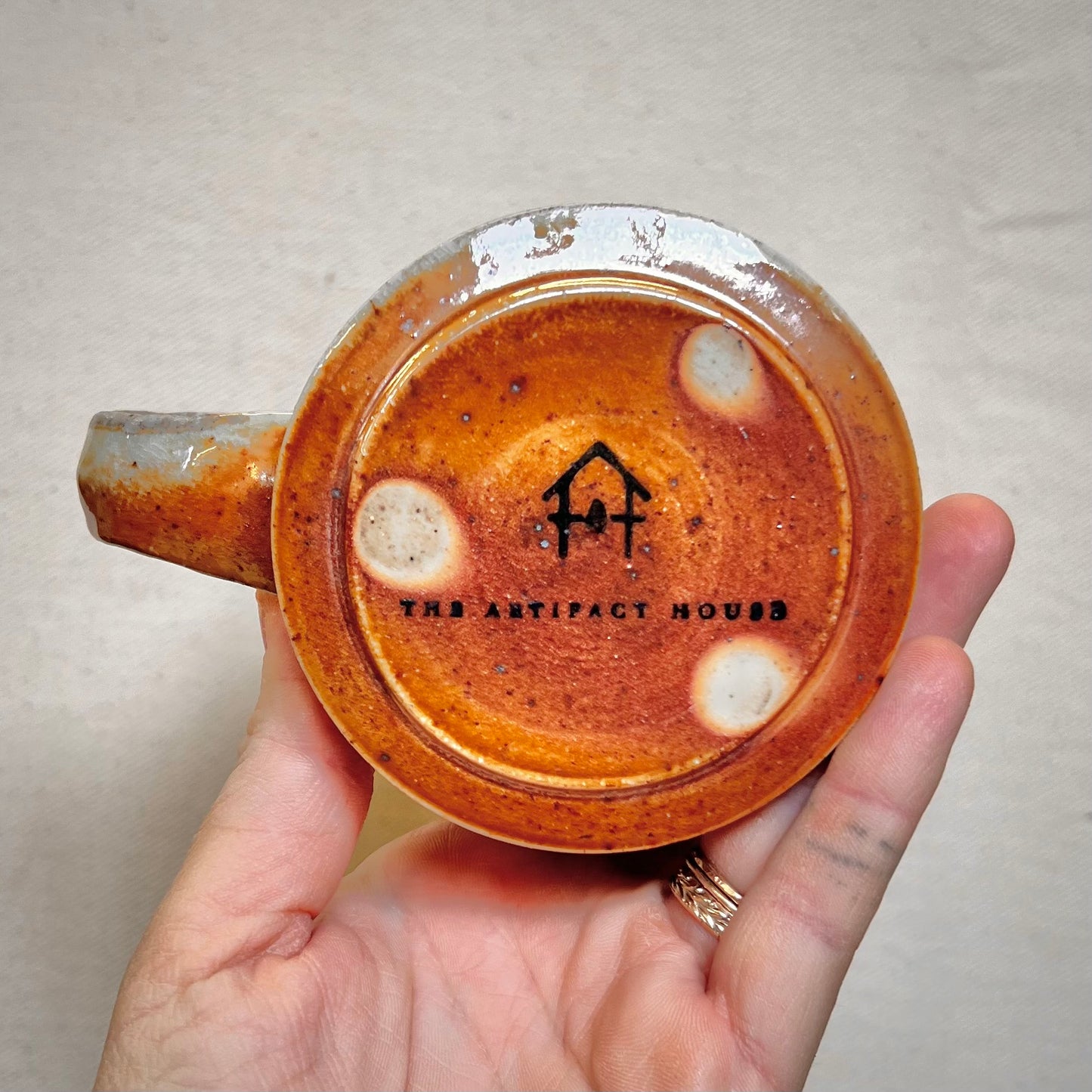 Woodfired Mug - 8oz mug - Rustic mug with Floral Design