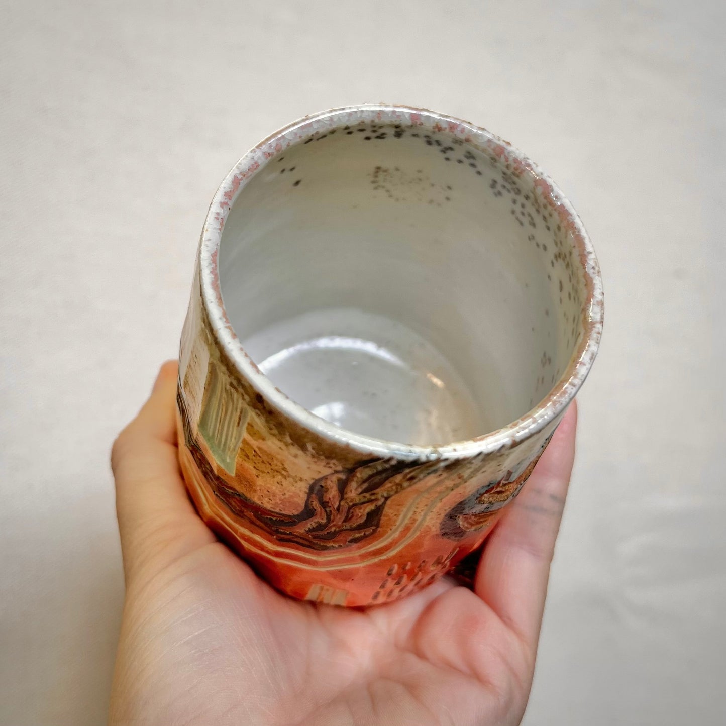 Woodfired Cup - 10oz Tumbler- Rustic Tumbler with Wandering Lines and Floral Designs