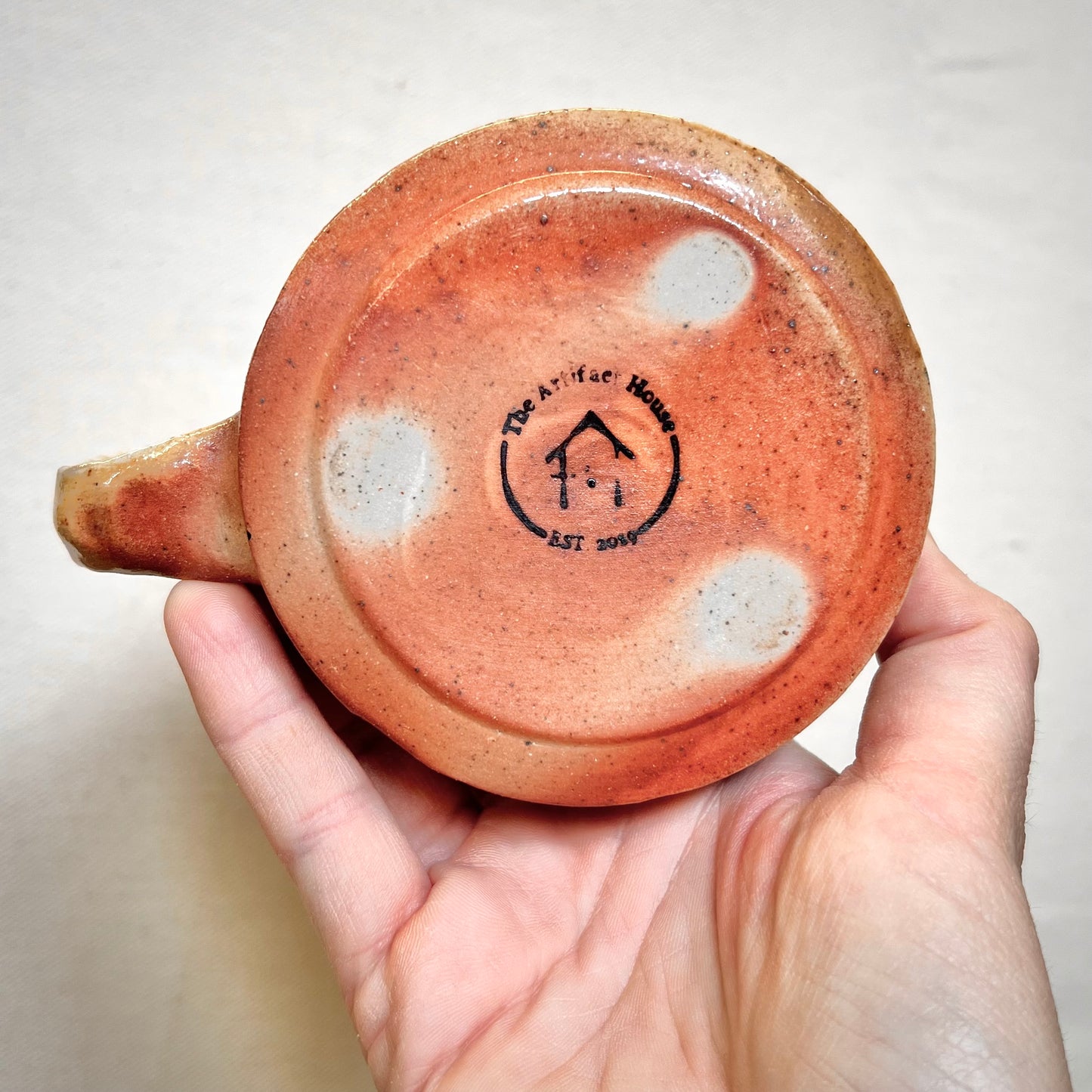 Leafy Wood Fired Mug - 8oz - Rustic Mug with Floral Design