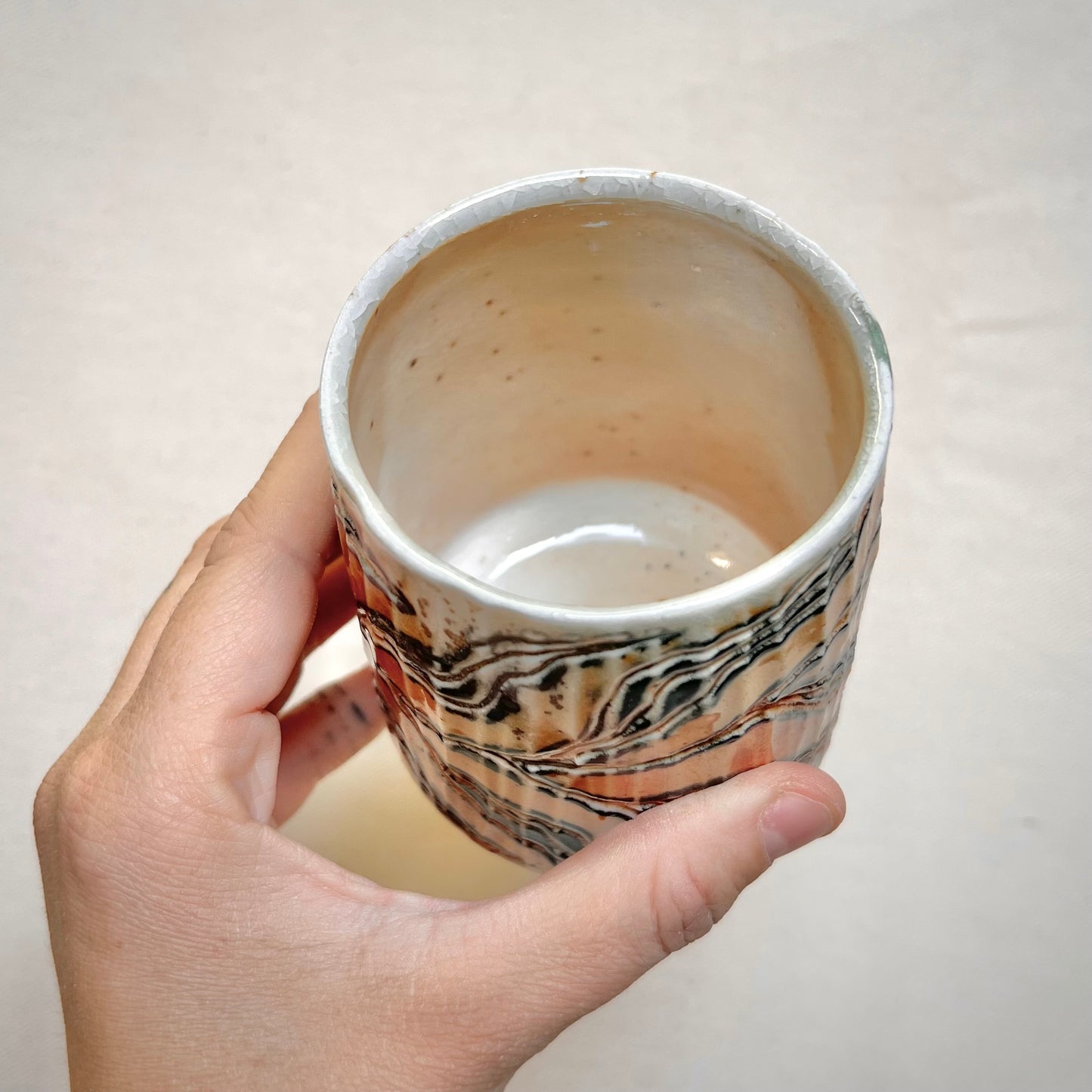 Woodfired Cup - 10oz Tumbler- Rustic Tumbler with Abstract Leaf Design