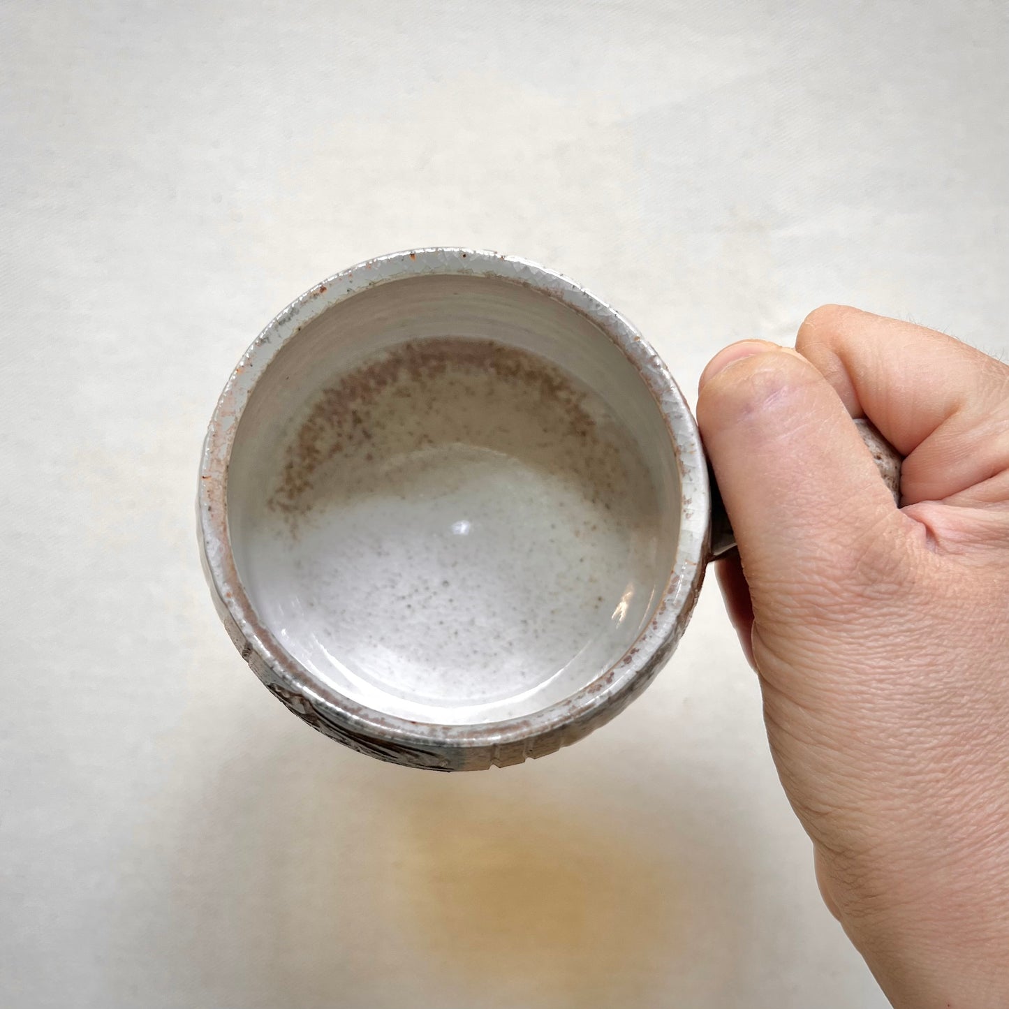Leafy Wood Fired Mug - 9oz - Rustic Mug with Leaf Design
