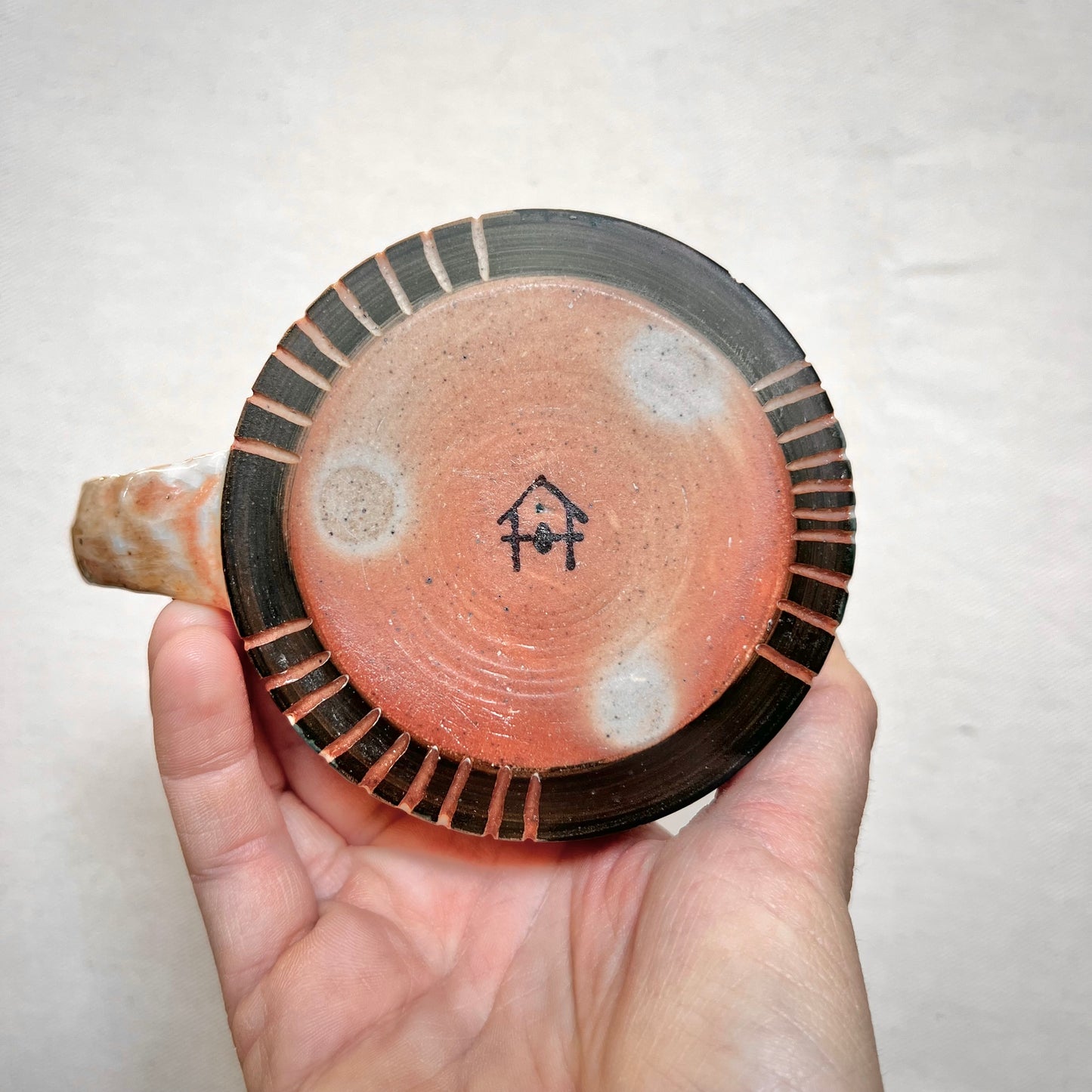 Leafy Wood Fired Mug - 9oz - Rustic Mug with Leaf Design