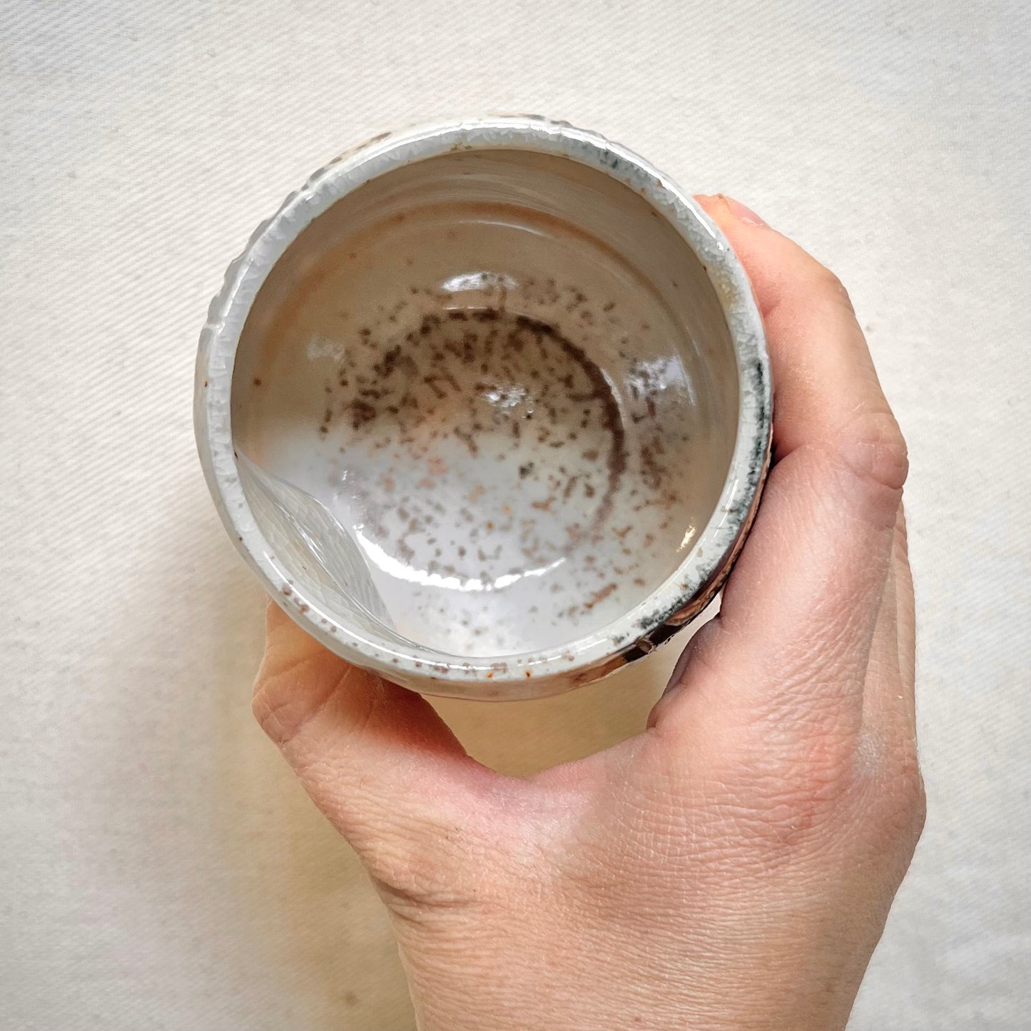 Wood Fired Thumbprint Cup - 8oz Tumbler - Rustic with Abstract Leaf Design