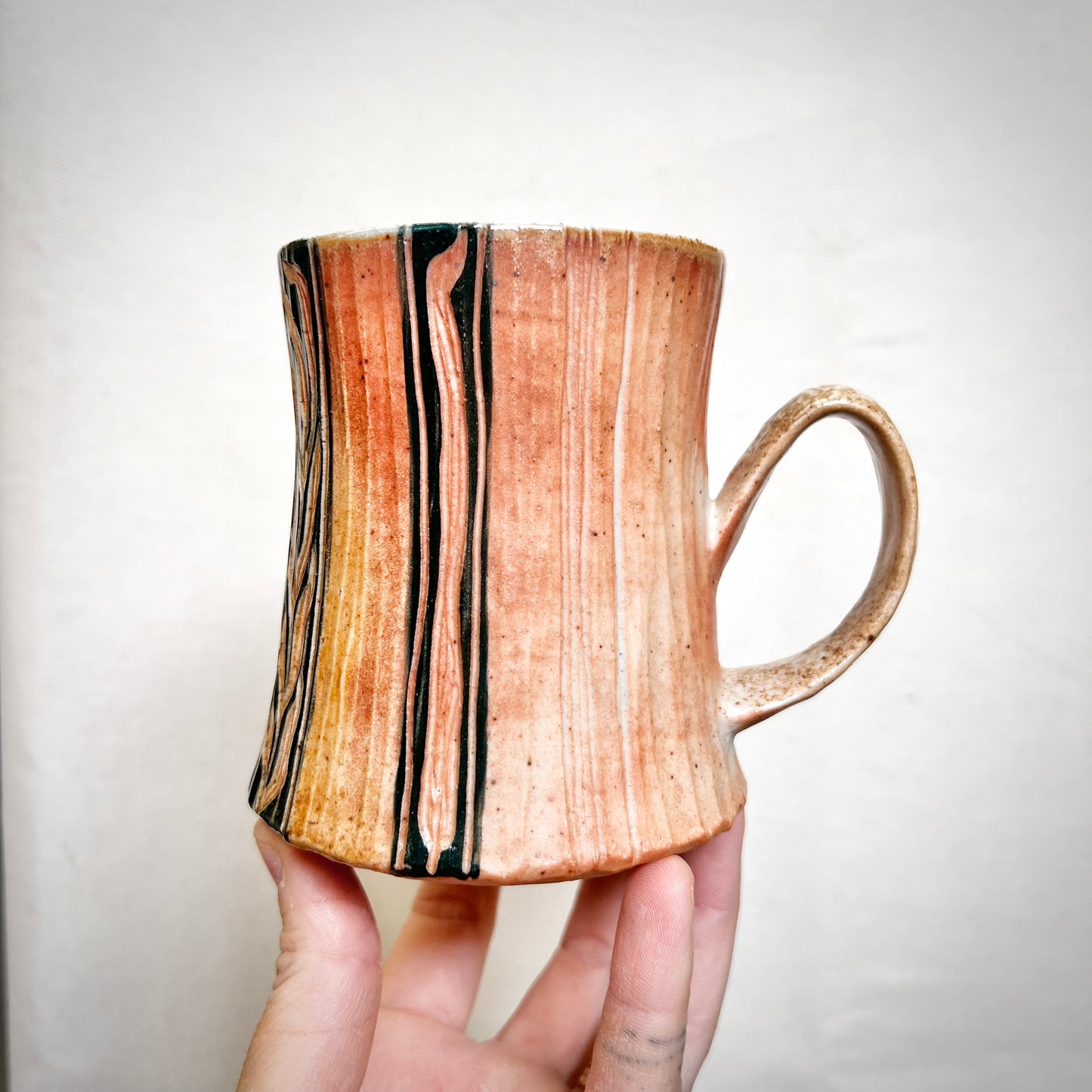 Leafy Wood Fired Mug - 12oz - Rustic Mug with Leaf Design