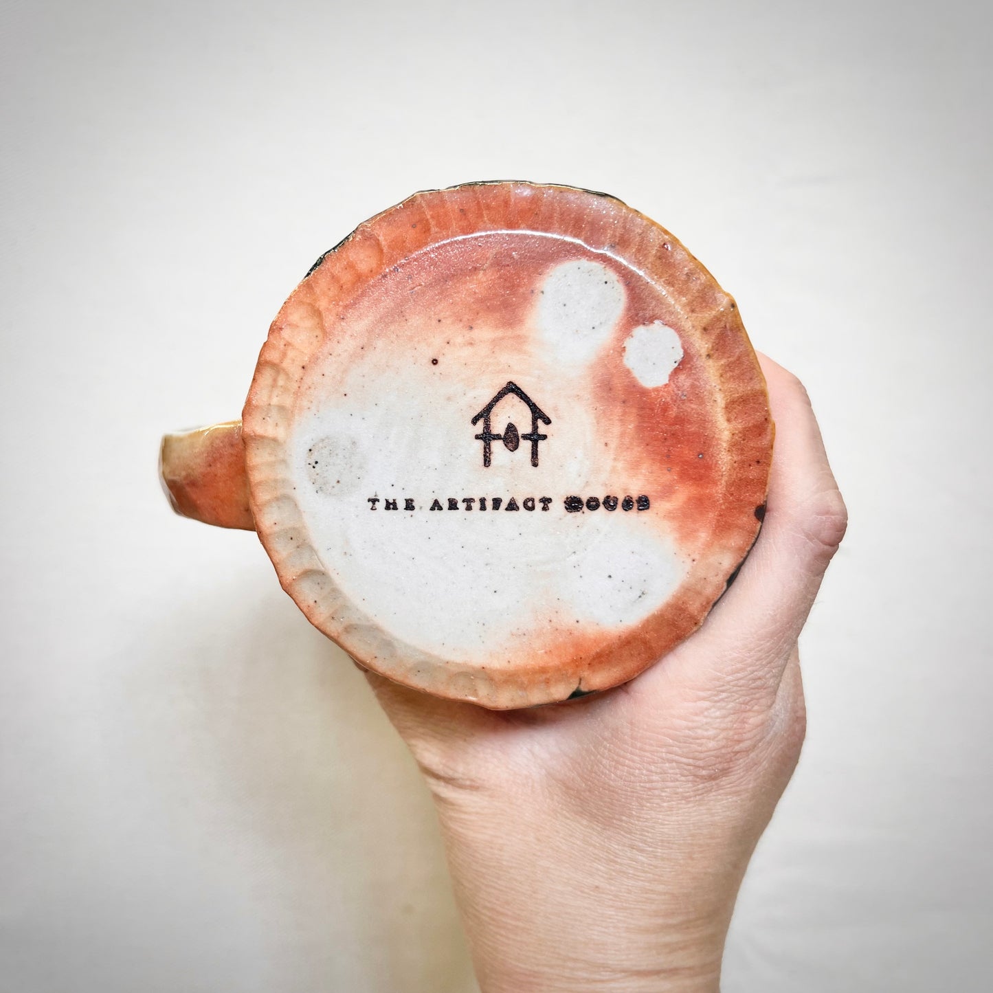 Leafy Wood Fired Mug - 12oz - Rustic Mug with Leaf Design