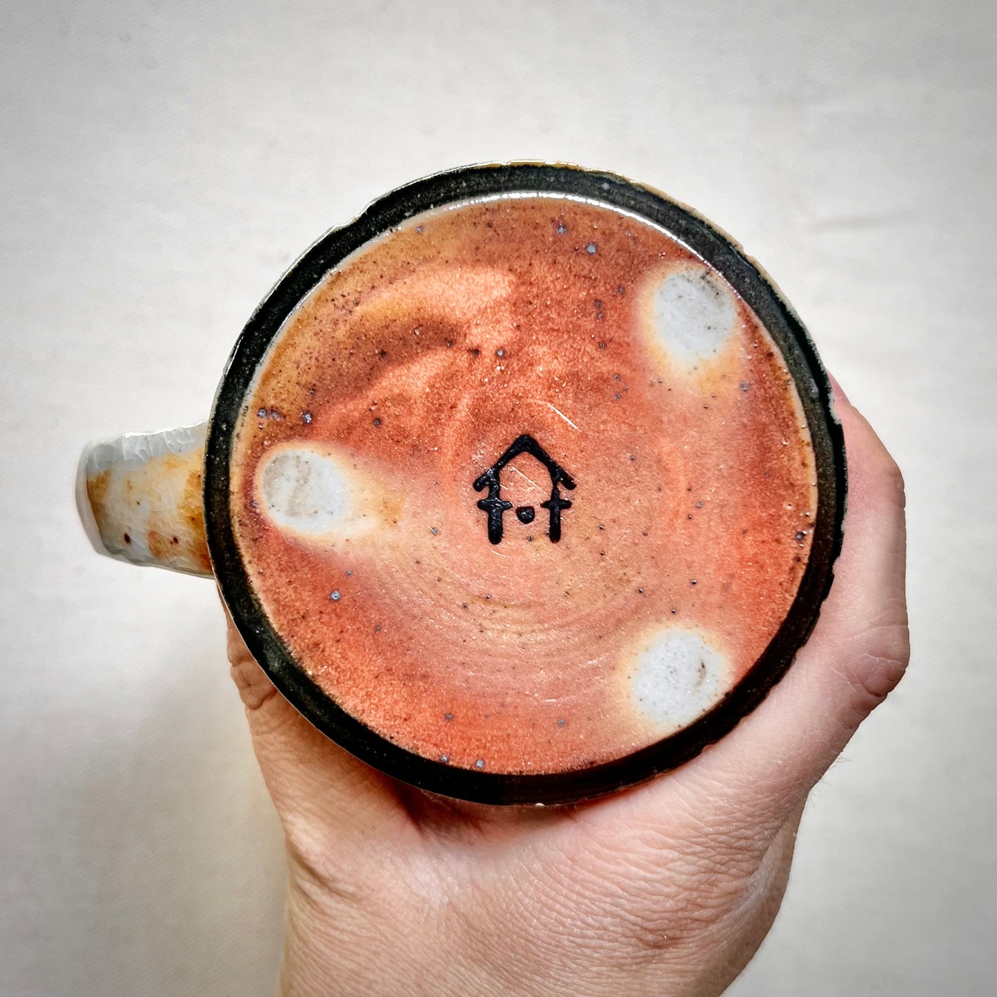 Wood Fired Mug - 10oz - Rustic Mug with Abstract Leafy Design