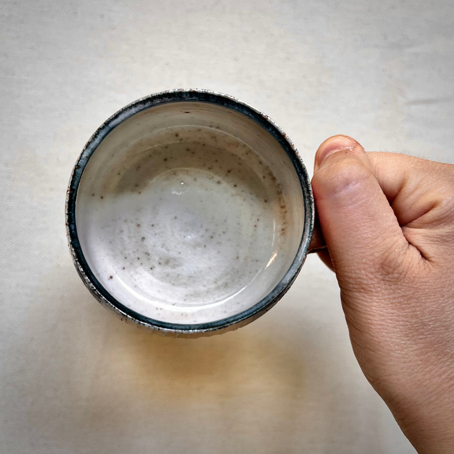Wood Fired Mug -  8oz - Rustic Striped Leaf Design