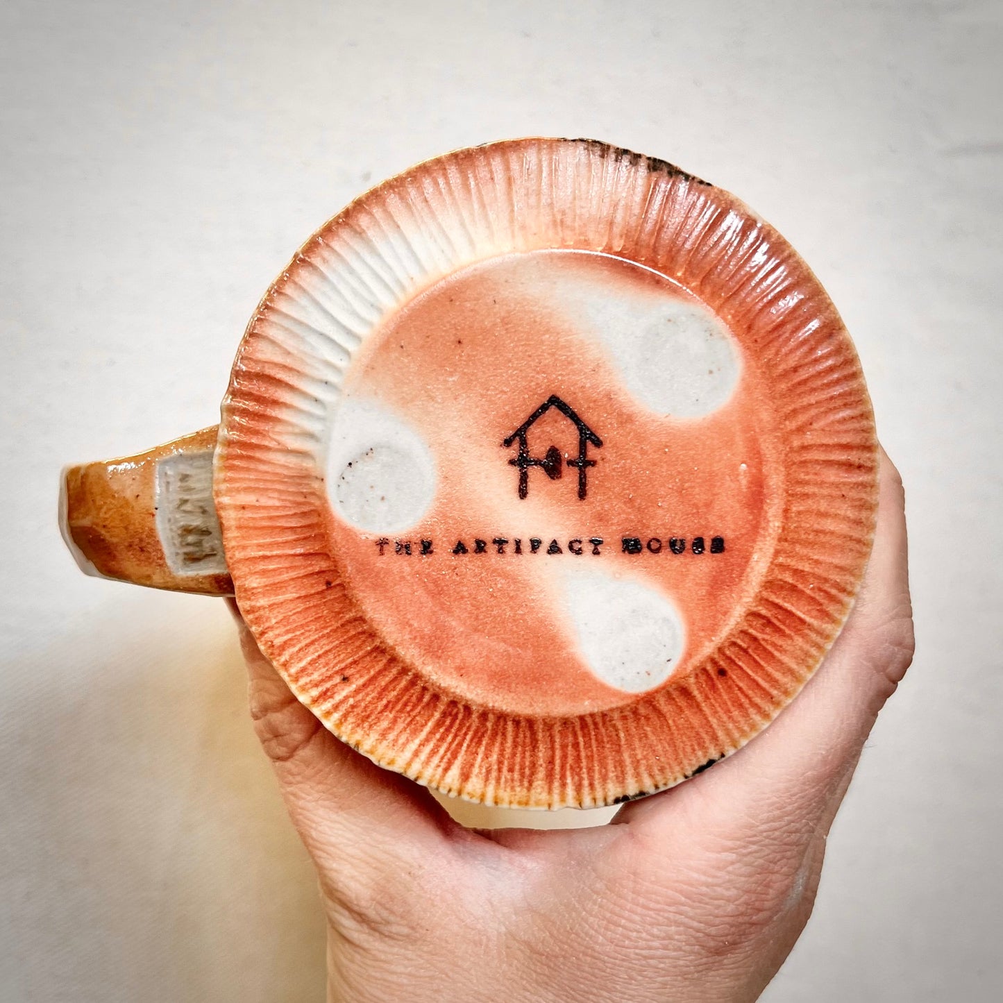 Wood Fired Mug - 11oz - Rustic Mug with Abstract Leafy Design