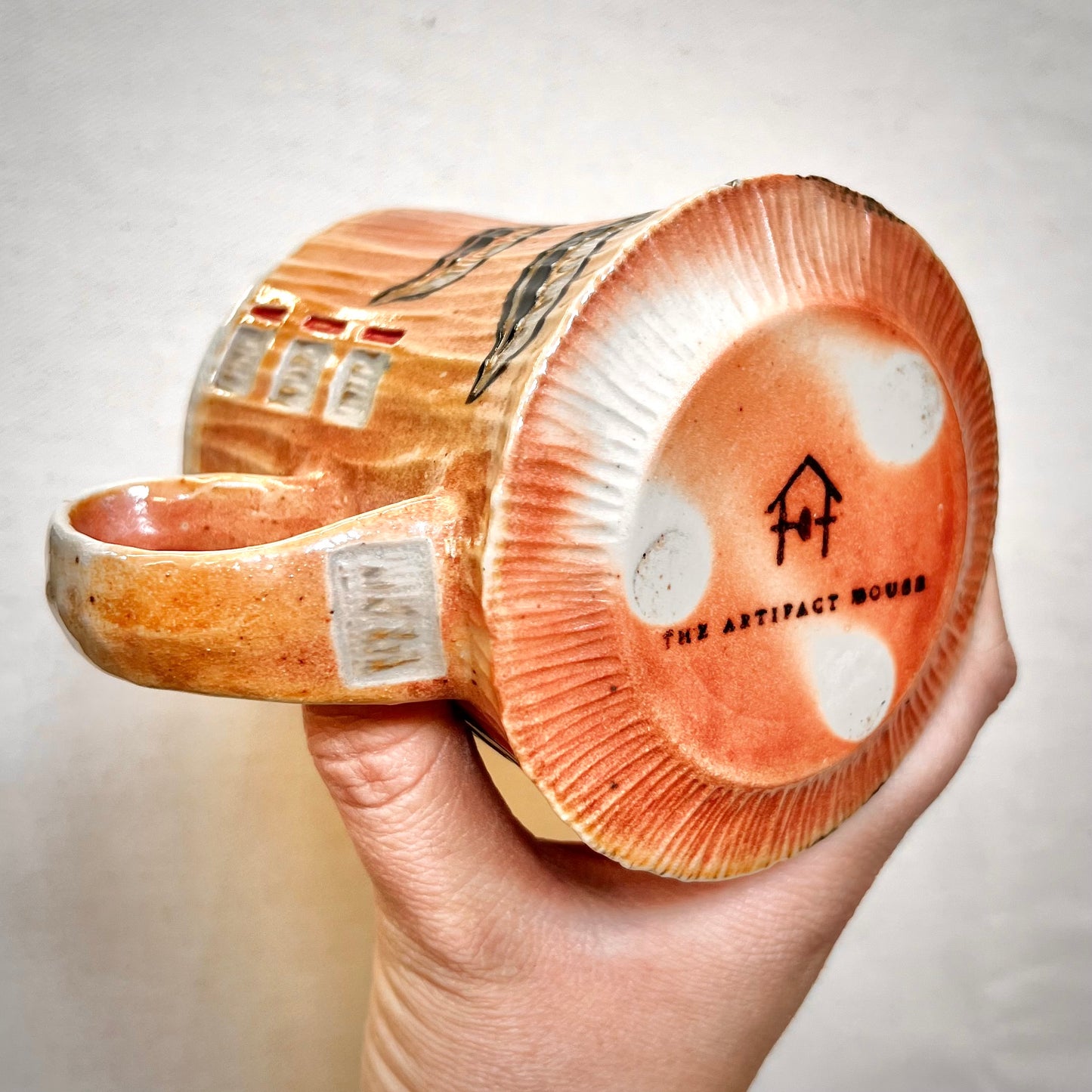 Wood Fired Mug - 11oz - Rustic Mug with Abstract Leafy Design