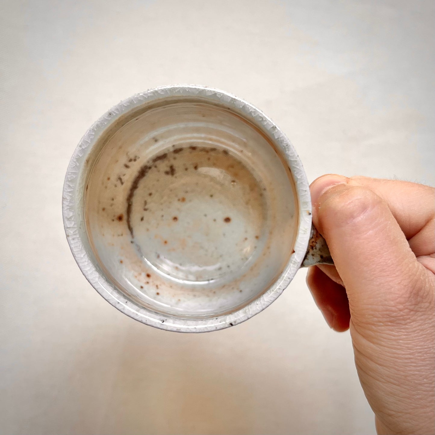 Wood Fired Mug -  9oz - Rustic Striped Leaf Design