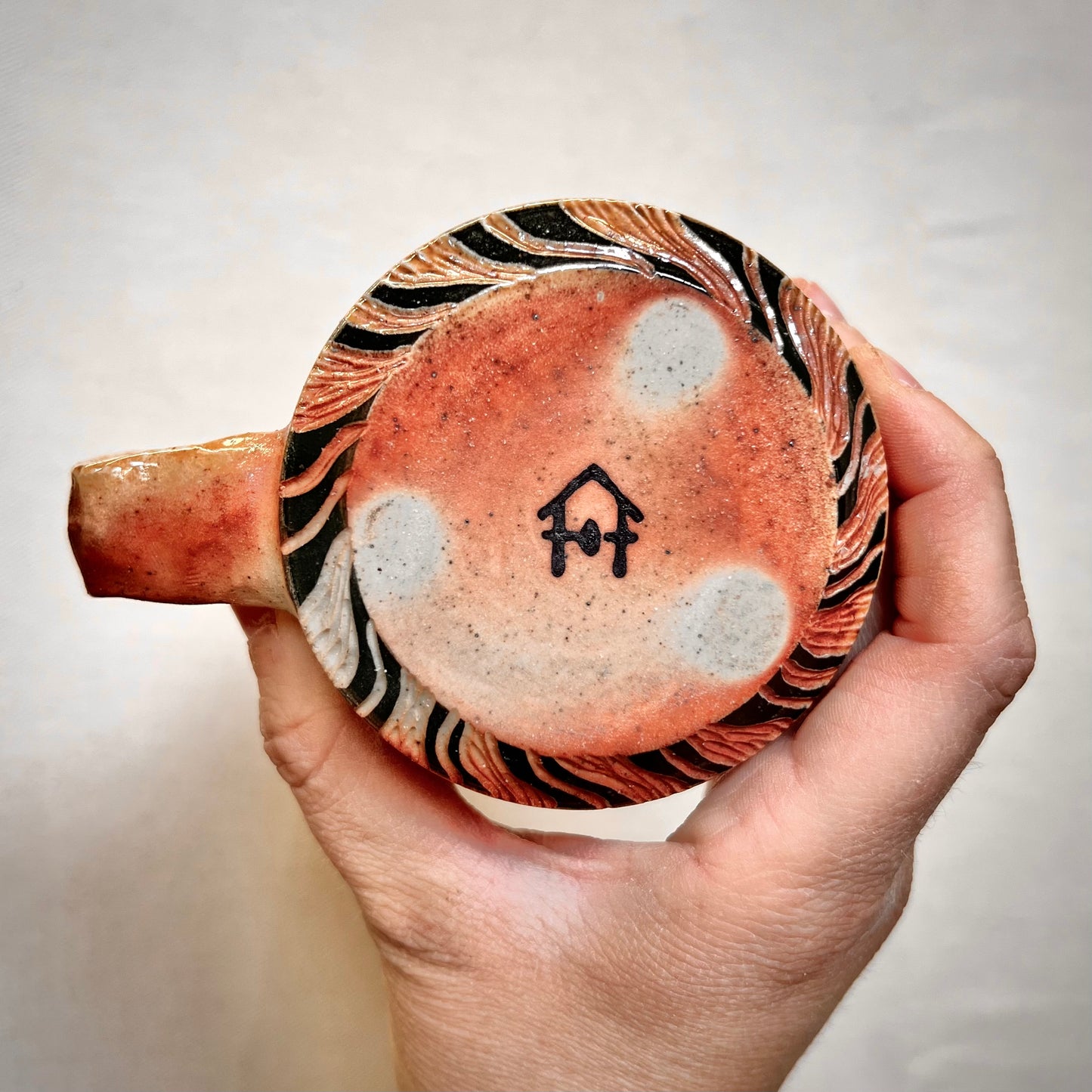 Wood Fired Mug -  8oz - Rustic Willow Leaf Design